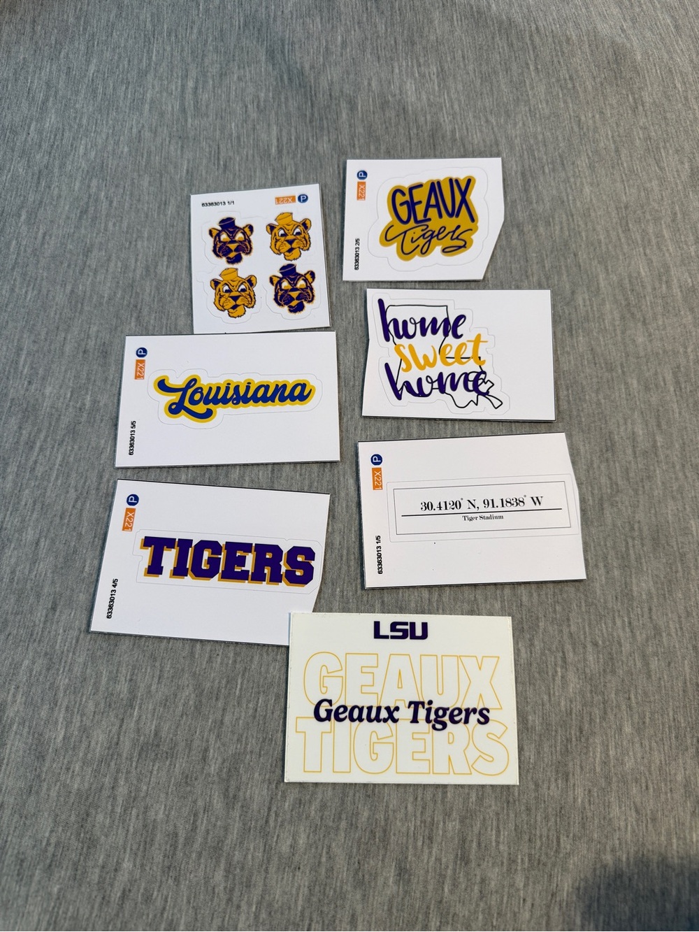 Purple & Gold Geaux Tigers Sticker Pack